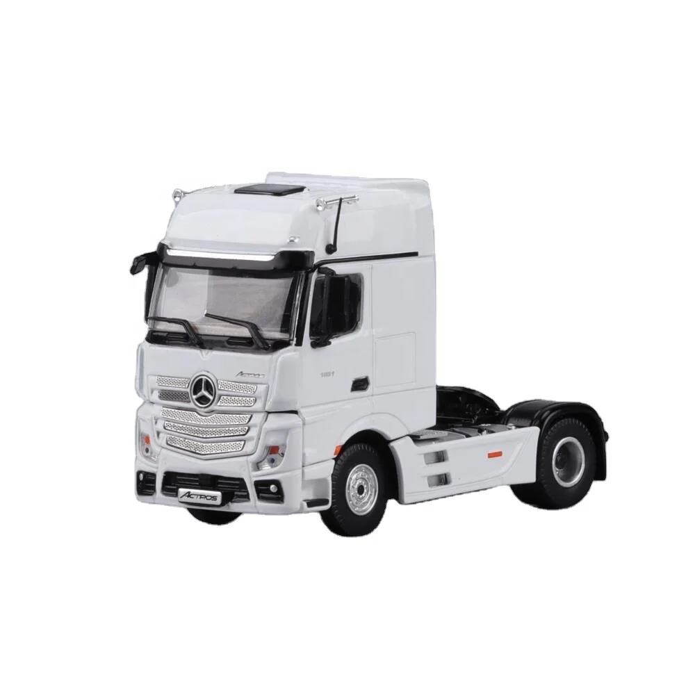 High Quality Scale 1:64 Truck Model Friction Tractor Diecast Container Truck Car Toy White Flat Container Truck Model