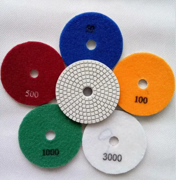 4 inch/100mm wet dry diamond polish wet pads 7 pack for polishing granite marble quartz tile ceramic