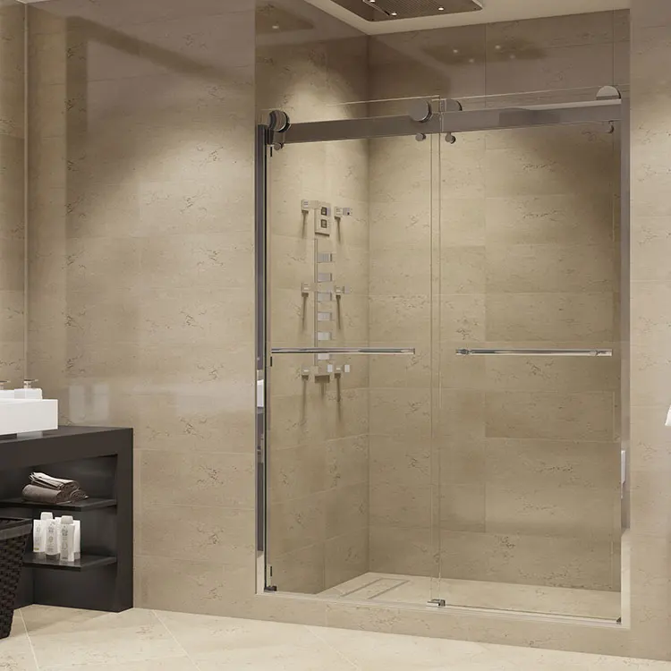 
Seawin Aluminum Glass Slide Brass Shower Double Wheel Leaf Guide Rail Knob Bottom clip Sliding Door 