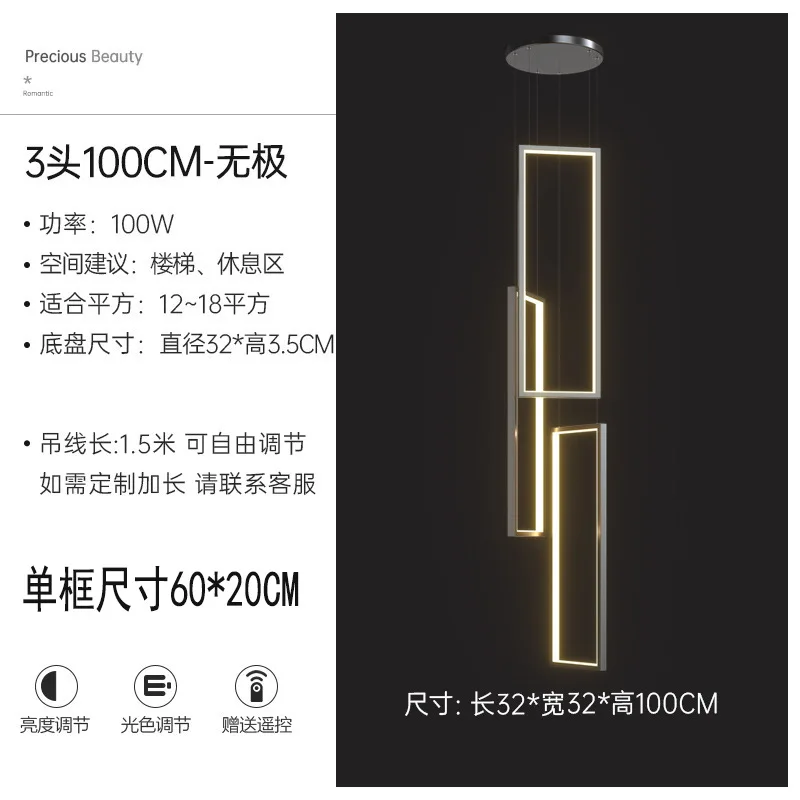 Modern gold long stair hanging spiral cristal beaded pendant lamp chandelier ETL60441