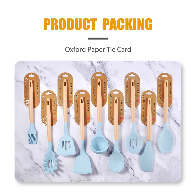 Hot-selling 12 pcs silicone kitchen utensils kitchen tools spoon with plastic handle