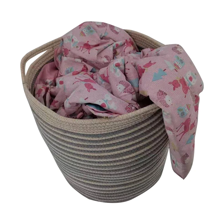 
Factory direct sale cotton woven rope basket living room kids toy storage basket 
