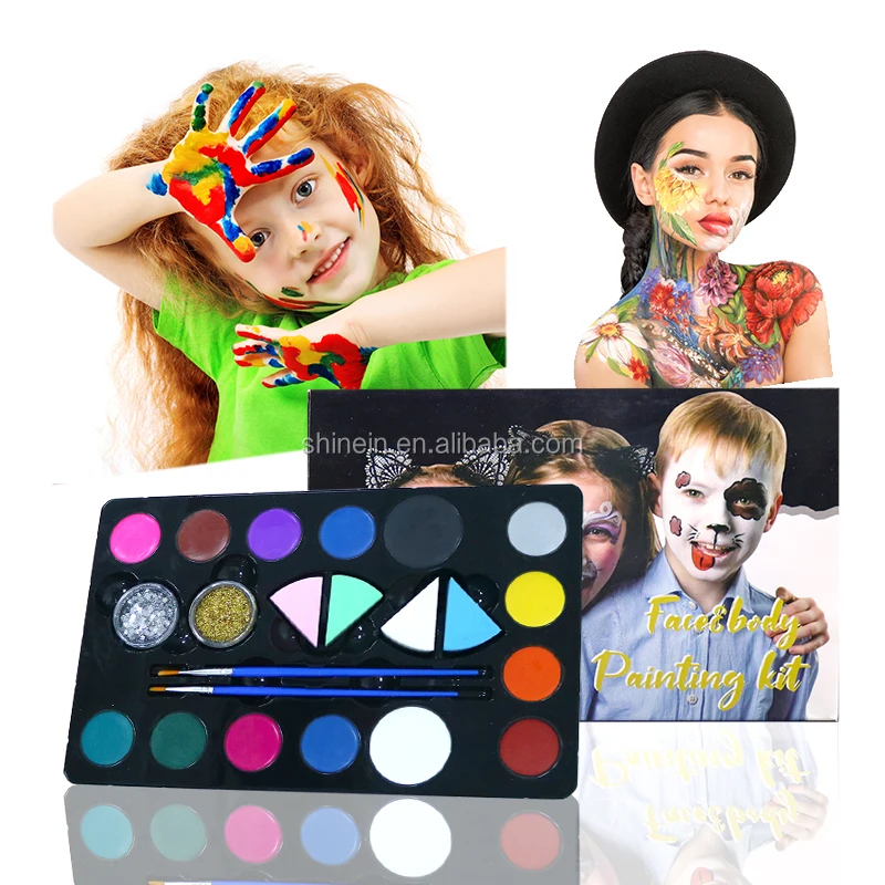 Shinein Makeup Water Based Blacklight Glow Body Painting Tube Supplies Fluorescent Uv Neon Face Painting set for Festival Party