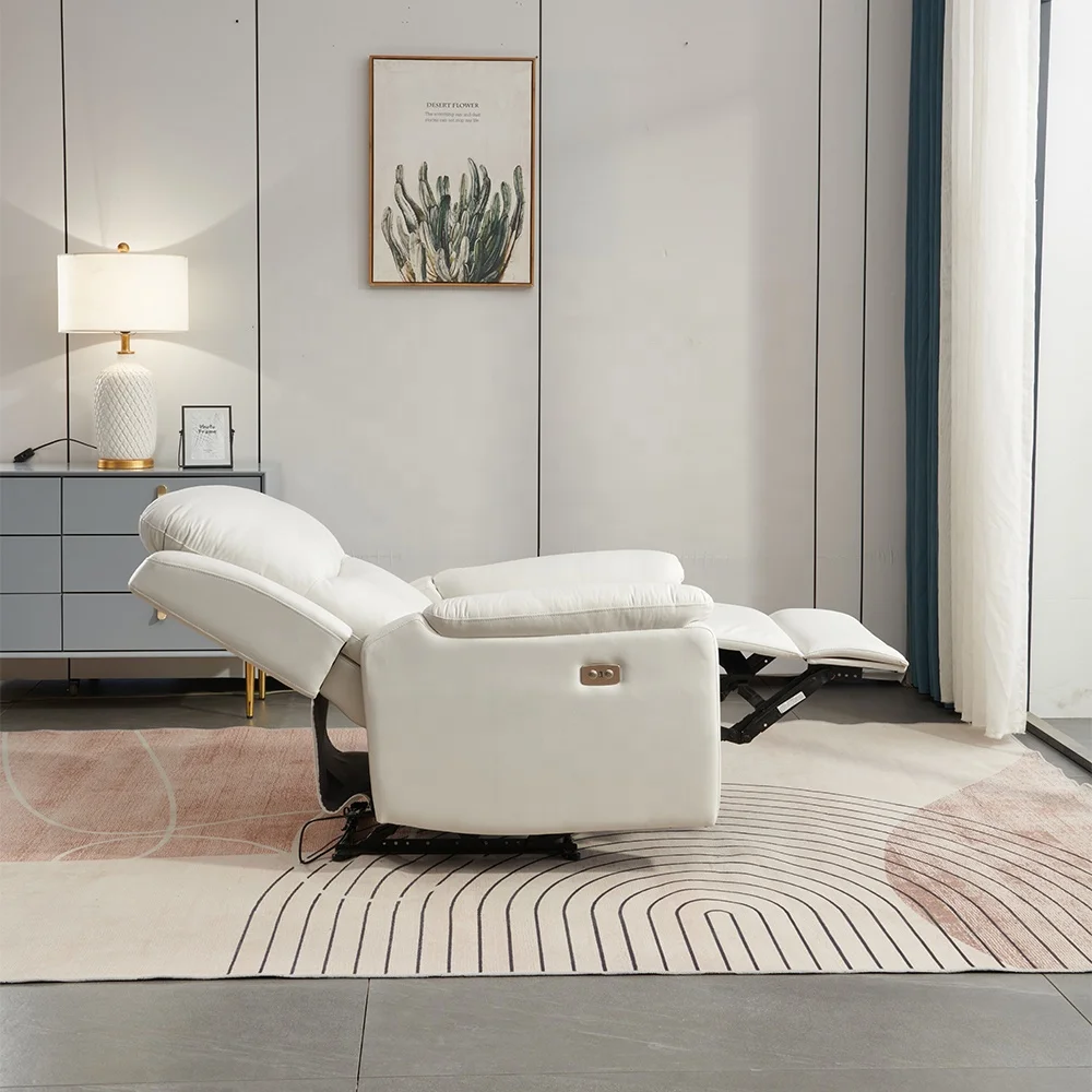 Genuin Leather Reclining Chair Power Electric Recliner Sofa Chair For Home Living Room Hotel Salon