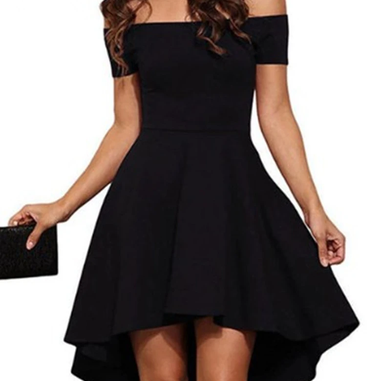 Blasts Womens Off The Shoulder Short Sleeve High Low Cocktail Skater Dress