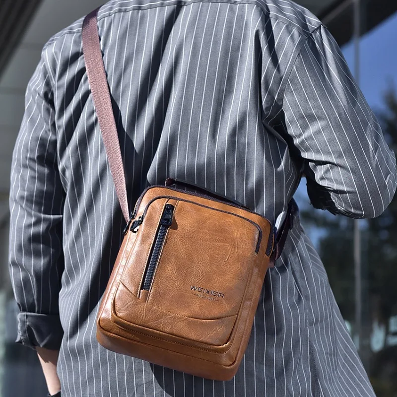 Pu leather crossbody handbags men shoulder bags fashion wholesales men bags crossbody shoulder cell phone bag custom logo