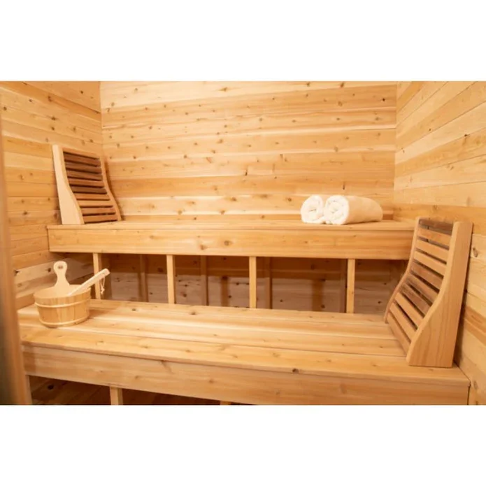 2024 New Outdoor 4-6 People Sauna Room Traditional Red Cedar Wooden Barrel With Harvia Sauna Heater Steam Sauna Cabin