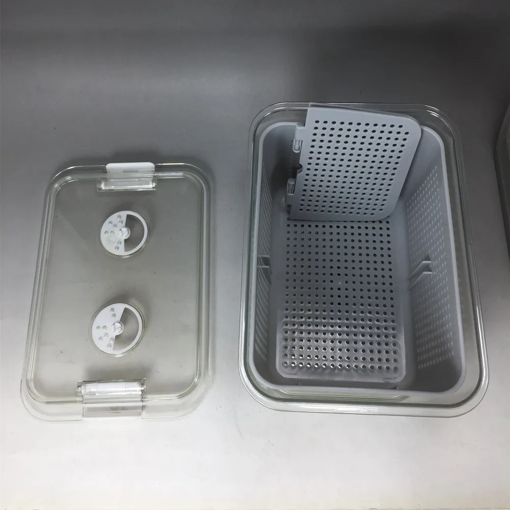 3 Pack Fridge Organizer Keeper with Removable Drain Tray Vegetable Storage Containers Stackable Freezer Bins For Kitchen