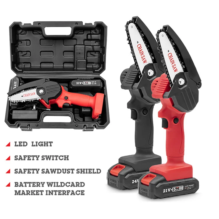 
hot selling 4-Inch Cordless Electric Pruning Chain Saw, One-Handed Portable Chainsaw for Branch Wood Cutting Garden Tree 