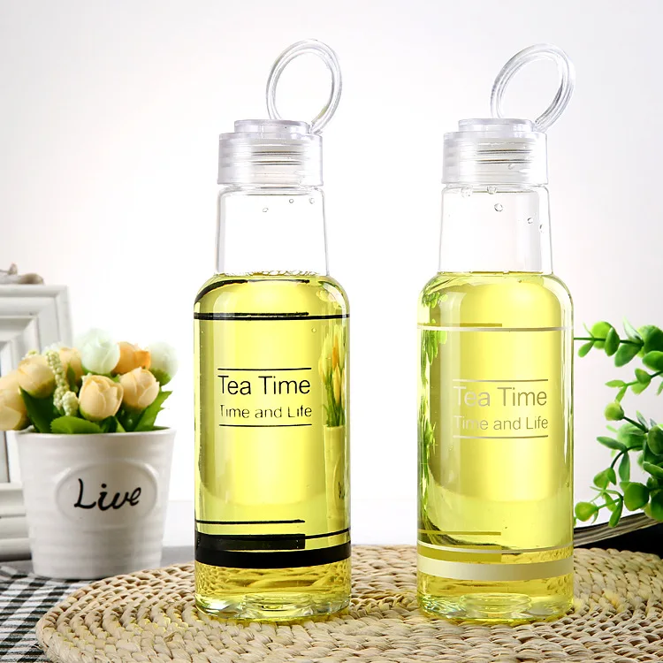 500ML Portable Clear Glass Water Bottles Reusable Glass Juicing Bottles for Water, Milk, Smoothie, Juice Beverage