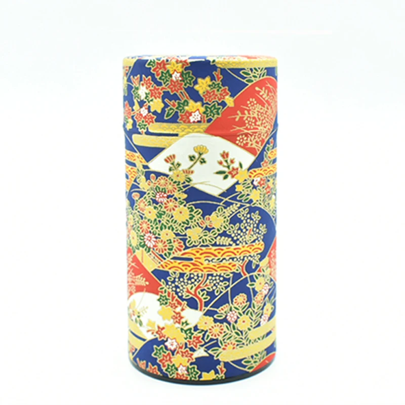 Popular traditional green paper washi tea caniste from Japan