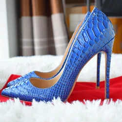 Luxury Snake Style Classic Pointed Toe Stiletto Heel Pumps Women 12 cm High Heels