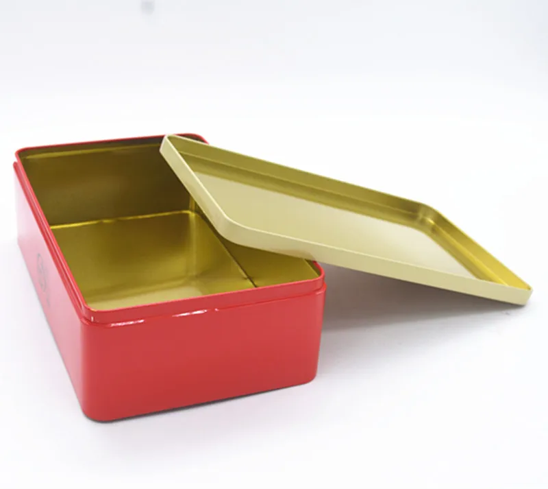 Factory customized rectangular tinplate metal packaging tin box food biscuit packaging is popular in China tin tea
