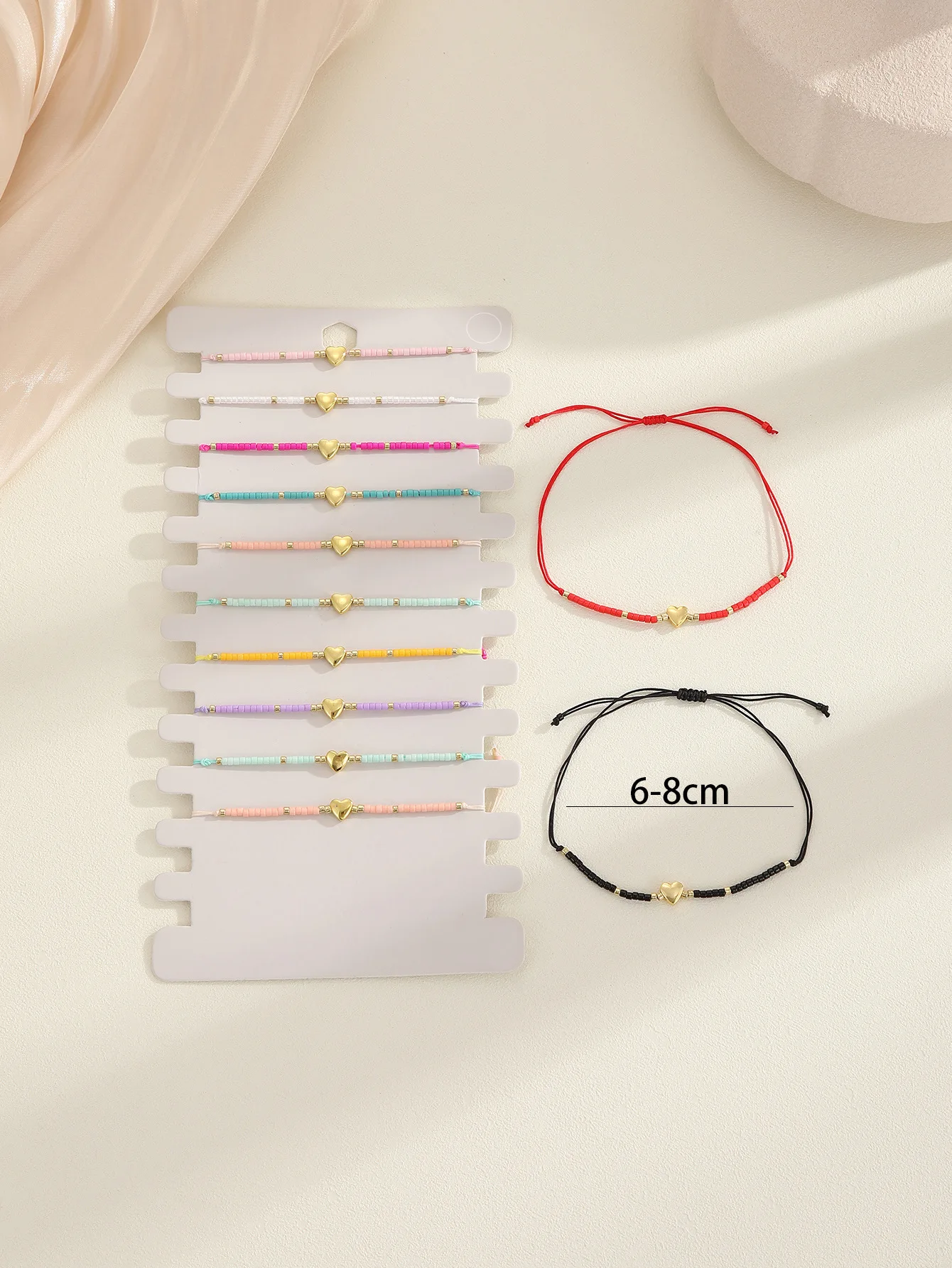 Factory Price Seed Bead clay Flower Bracelet Cute Fruit Beads Gold Heart Seed Bead women Bracelet set