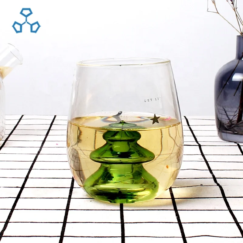 Fashion Christmas Tree Heat Resistant Custom logo Water Glass Cup