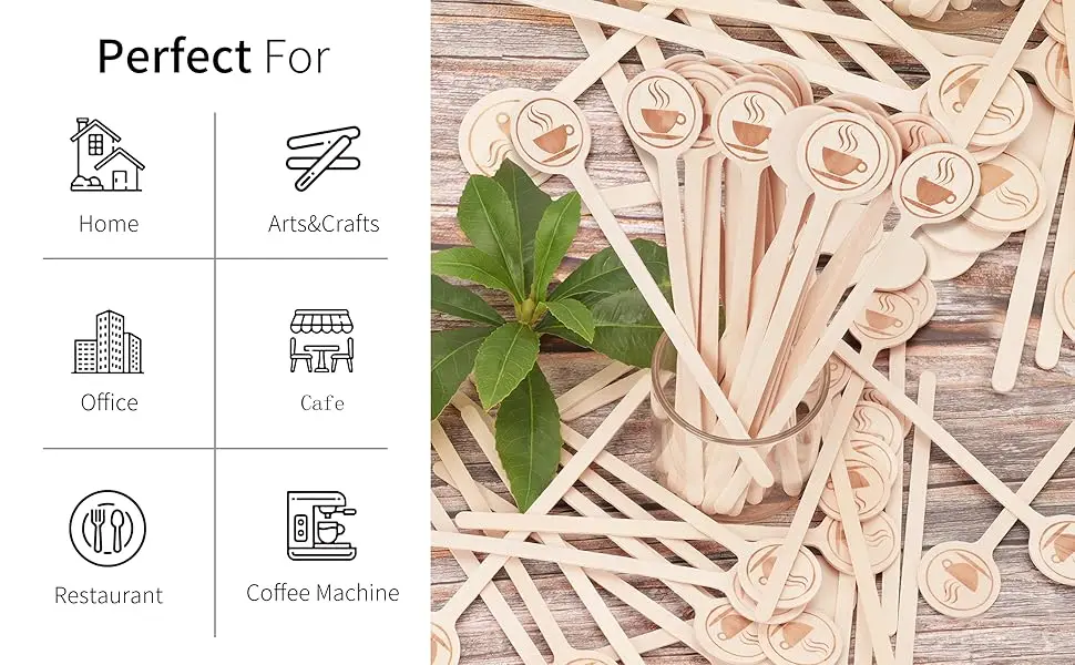 Eco-Friendly Disposable Bamboo Coffee Stirrers round Wood Coffee Stir Sticks for Camping for Outdoor Tableware & Dinnerware