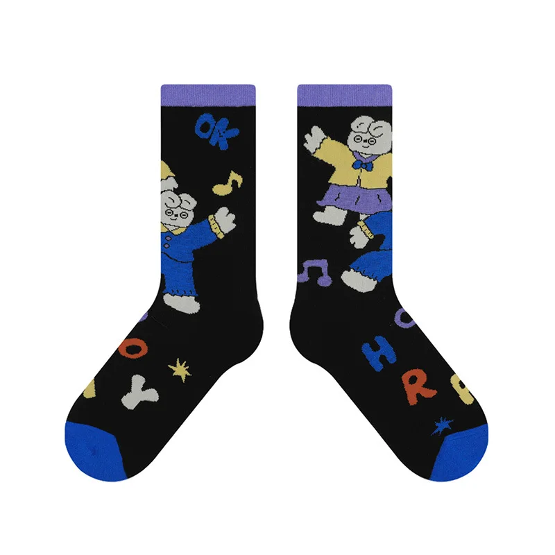 happy design crew high cut mix matched odd custom mismatching socks