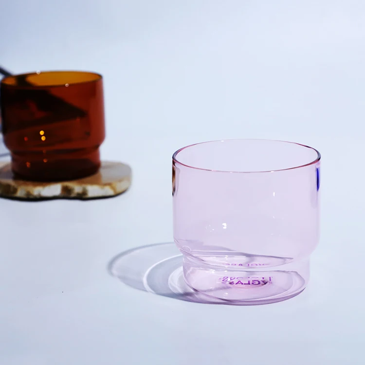 Eco-friendly lead-free stackable mug water cup borosilicate glass cup household color glass coffee cup