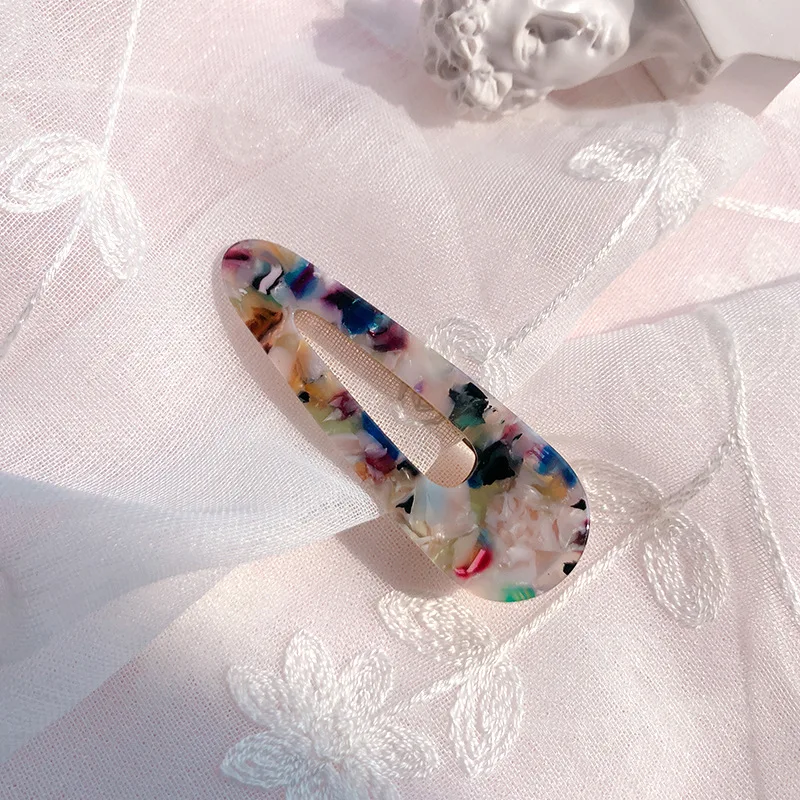 Korean shiny acetate acrylic hair clips accessories for women girls fancy checkerboard bobby hair pins clip