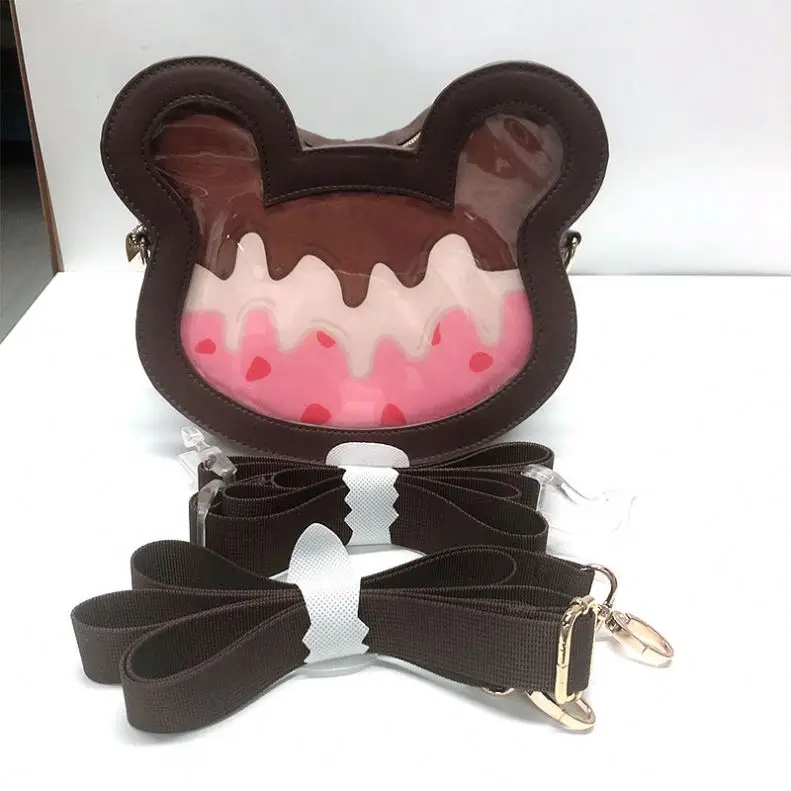 custom Sling Manufacturer Pvc Clear Pin Display Personalized Animal Bear Mini 3D Cute Zipper ita backpack