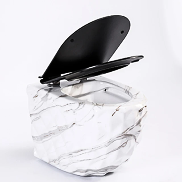 New Products Rock Grain Sky Blue Color Ceramic Closet Wall Mounted Toilet European WC Flushing System