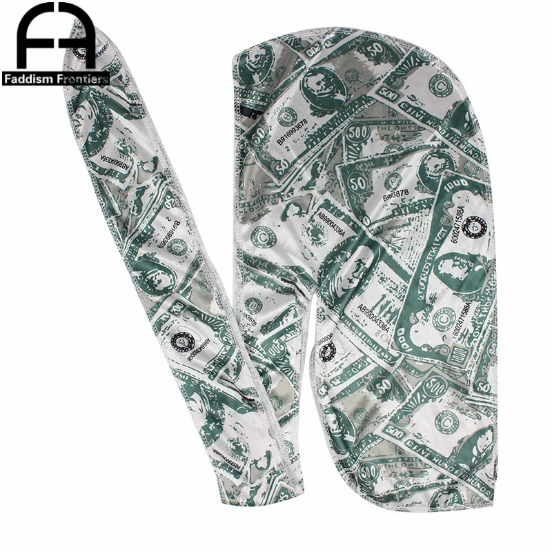  Долларовая печать Мужская шелковая шапка Durag шелковые прочные чехлы для