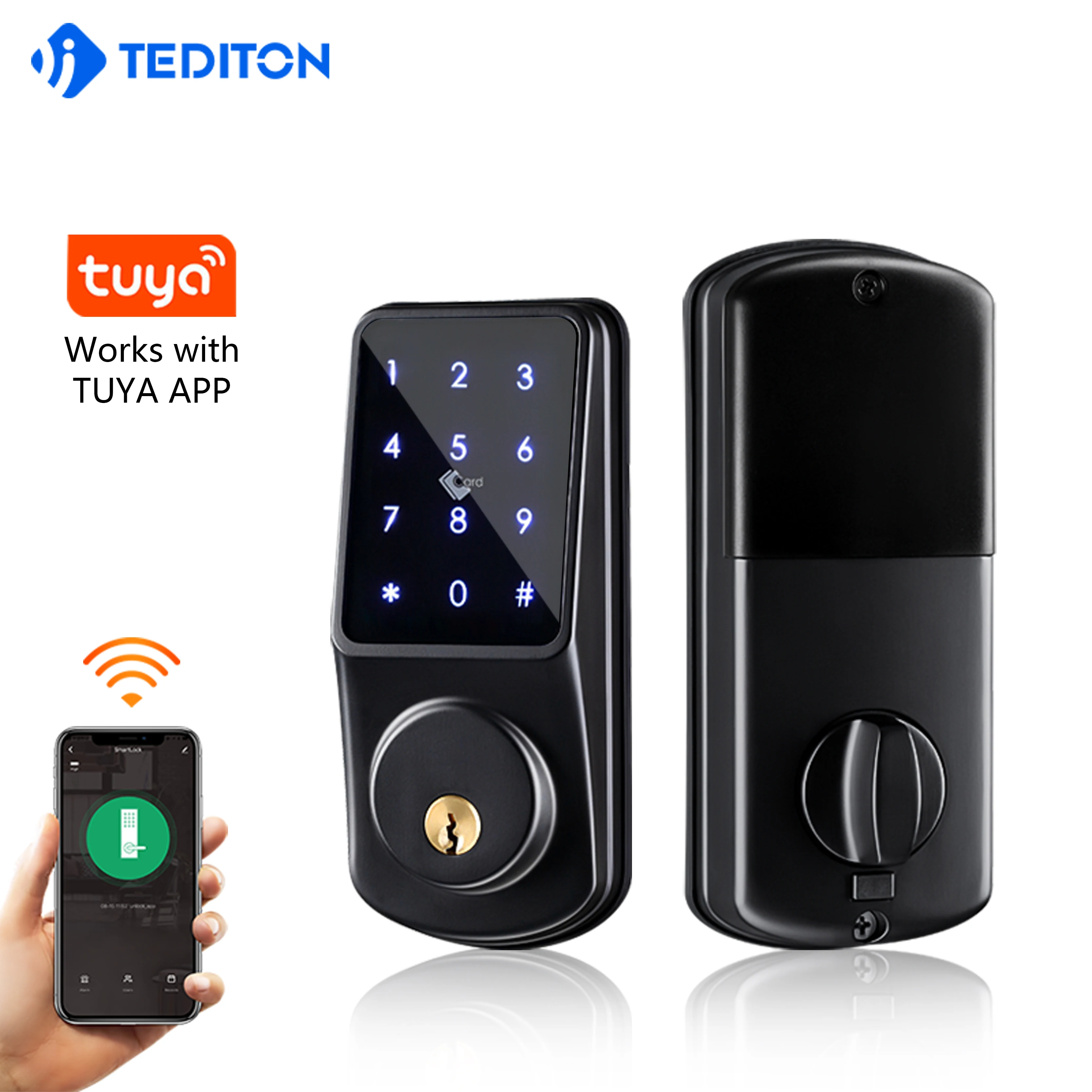 High Quality Electric Rfid Card Code Combination Wifi Smart Door Lock with Touch-Screen Keypad Deadbolt