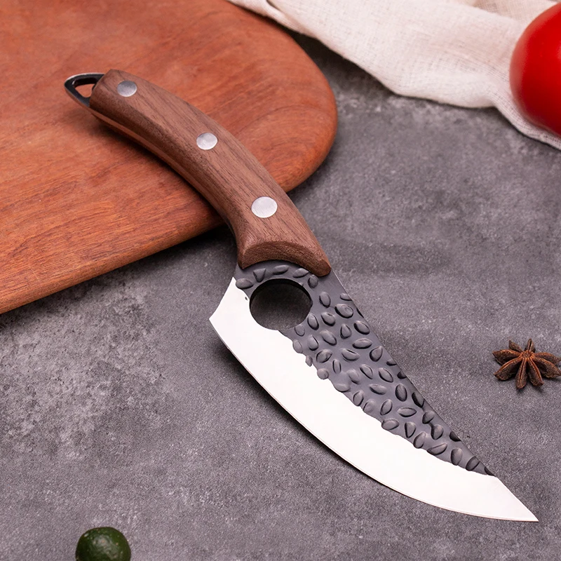 Rosewood Butcher Cleaver Black Metal Handle Fine Forged Stainless Steel Kitchen Tool Boning Meat Cutting Perfect Family Gift