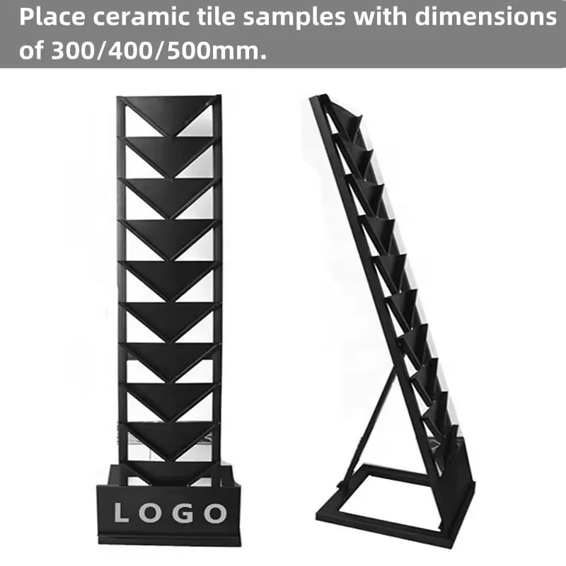 High Quality Exhibition Hall Floor Ceramic Tile Display Racks Holder Marble Stone Slab Wood Board Metal Display Stand