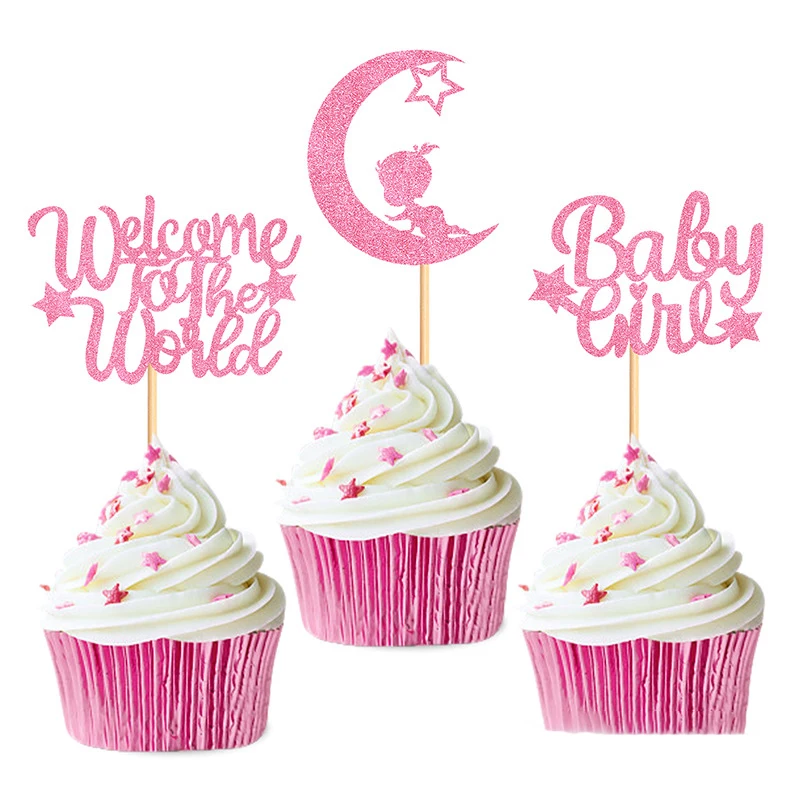 Welcome to the world baby boy 12pcs baby shower cake topper baby shower decorations for boy