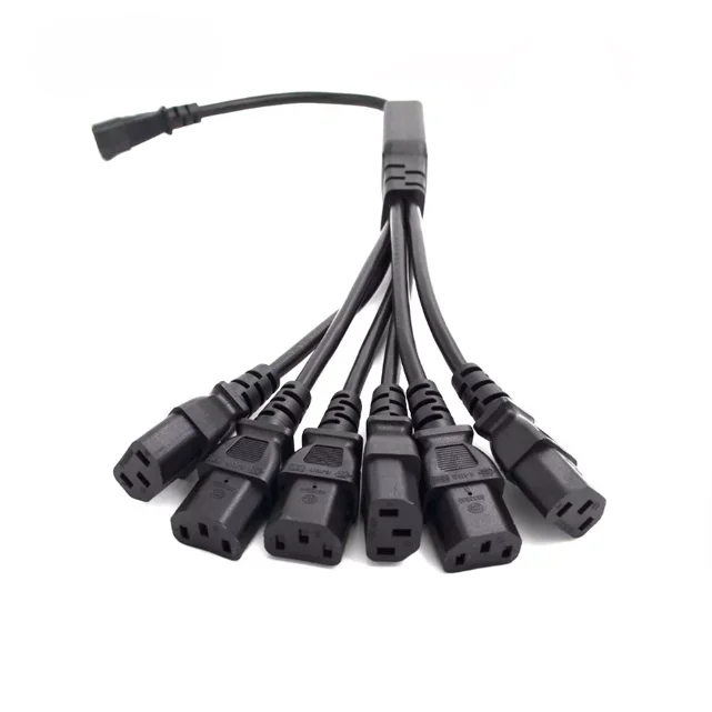 High Quality IEC 320 C14 Male Plug to 3XC13 Female Y Type Splitter H05VV-F 3G Power Cable C14 To C13 Extension Power Cord
