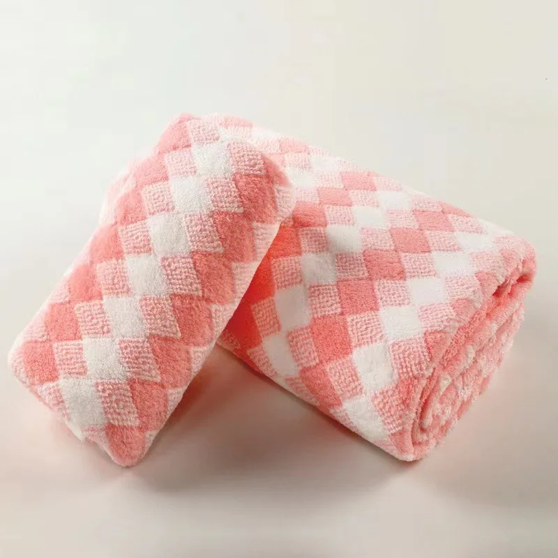 Wholesale Bathroom Coral Fleece Rectangular Towel Thick Absorbent Quick-drying Face Stripe Bath Towel