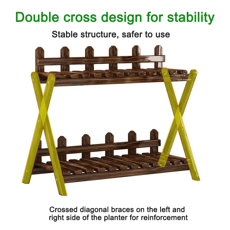 Flower Pot Stand Indoor Plant Stand Outdoor Multiple Plants 2 Tier Wood Corner Plant Shelf Rack Flower Pot Stand Holder