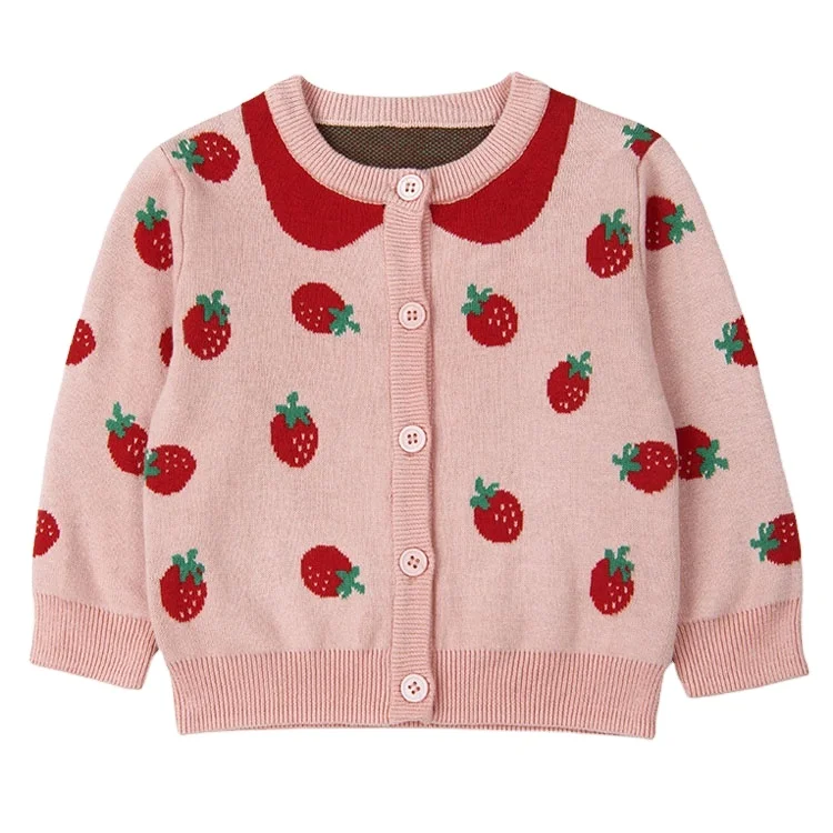 REGIT Sweater Manufacturing Baby product Korean style cute strawberry pattern knit baby girl sweater
