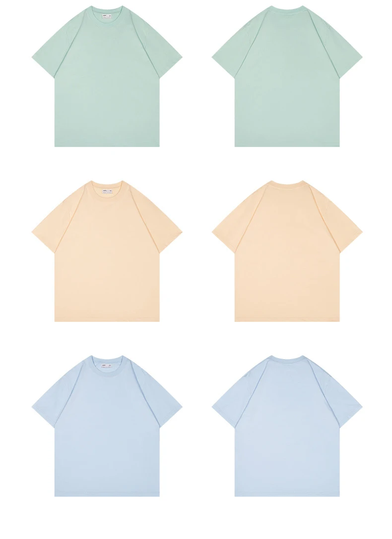 2024 fashion streetwear causal basic tee 240gsm unisex soild color blank t-shirt 100 cotton crewneck custom t shirt with logo