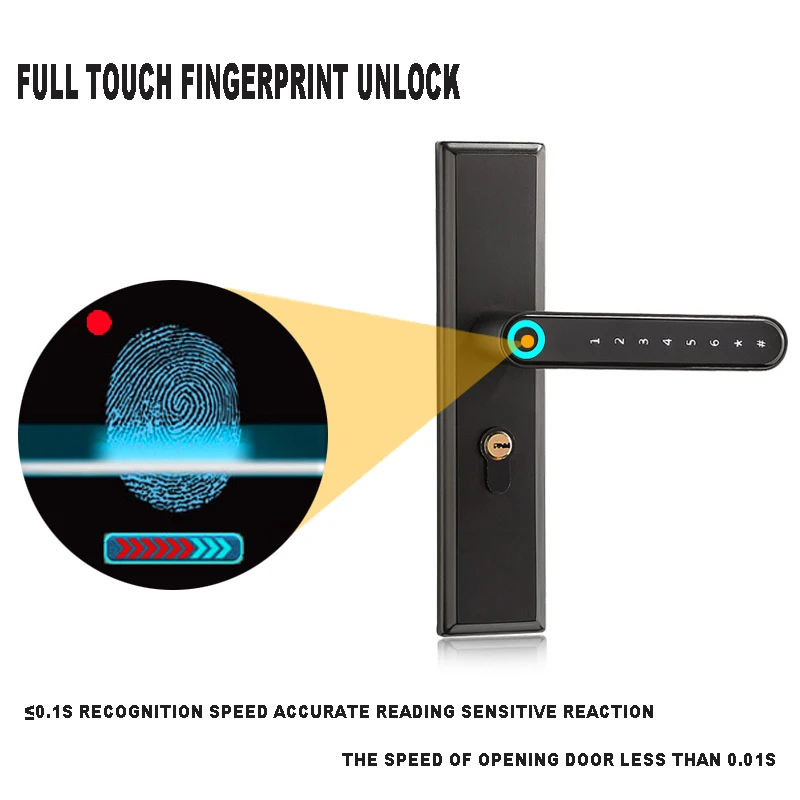 Smart Door Lock With Fingerprint and Keypad and  WIFI App Access Bored Tubular or Mortise For Home Office lock