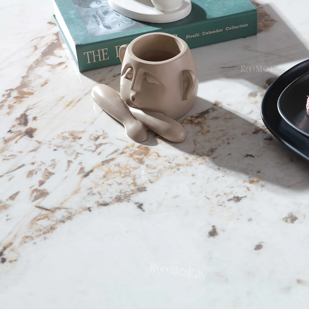 FOSHAN 8 Seater Dinners Furnitures Sintered Slab Table Dining Room Marble Table Set