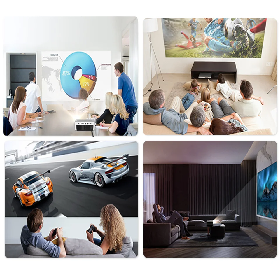 [New 1080P Portable beamer] Multimedia High Brightness 250 ANSI Lumens Native Full HD LCD Home Cinema Video Powerful Projector