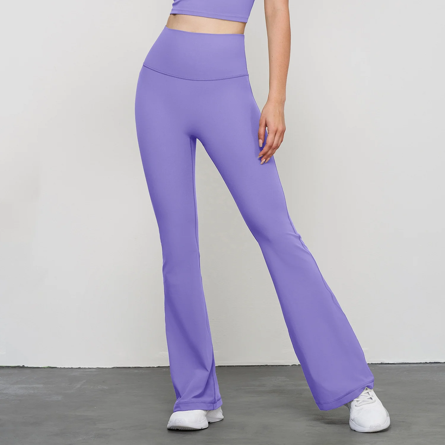 Best Price New Naked Feel Fitness Peach Butt No T Line Split Bottom Workout Clothes Flare Pants For Women