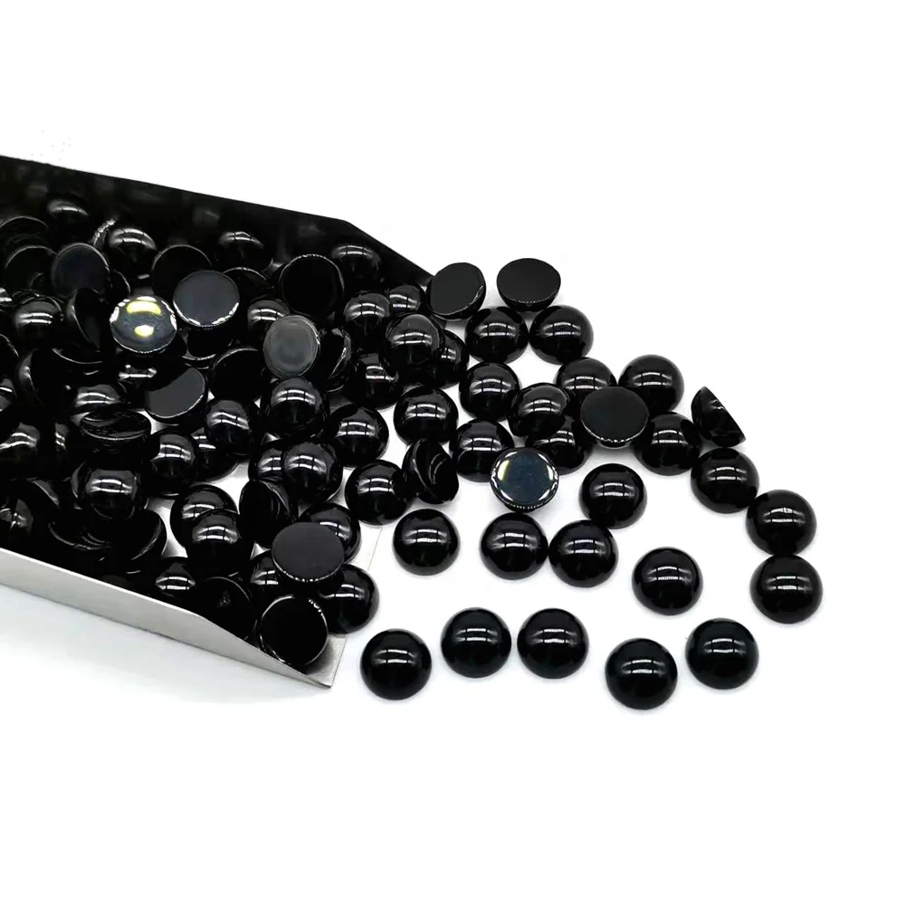 ArthurGem wholesale high quality natural black agate round cut, black agate loose gemstone cabochons for jewelry making