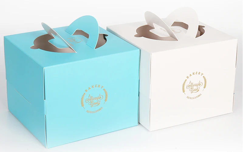Cheap custom sweet box birthday cake box with handle