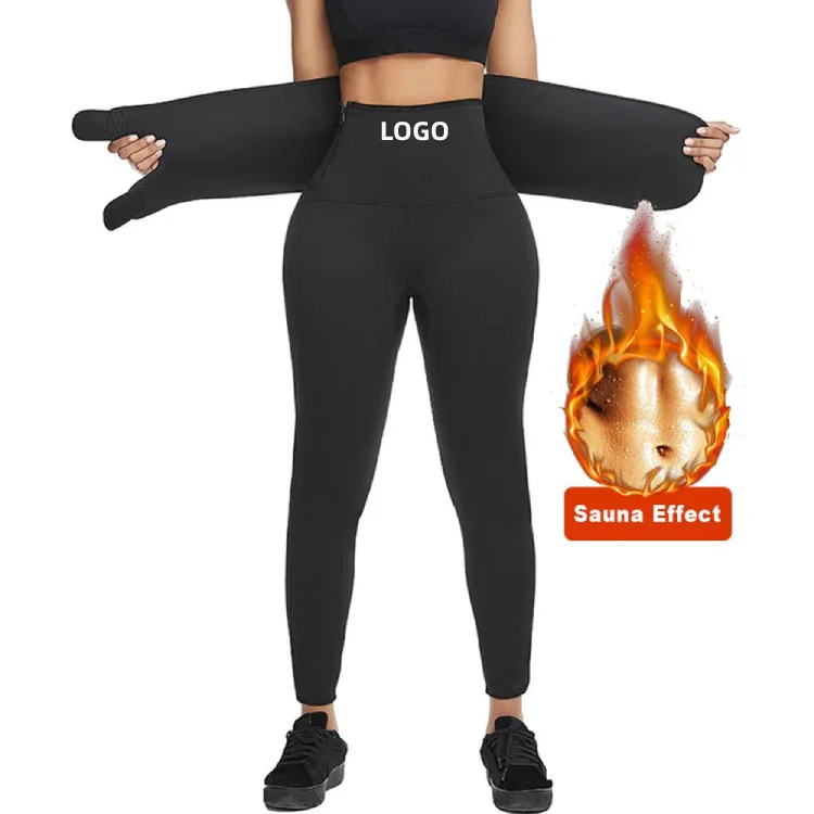 
New Design Custom Slimming Fitness Weight Loss 2 in 1 neoprene Sauna Sweat Pants Waist Trainers Women Sweat Pants 