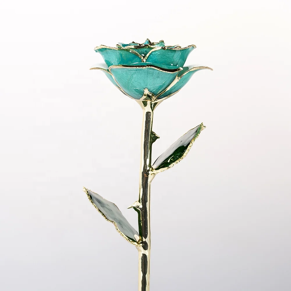 24k gold Eternal Rose Flower  preserved fresh flower Tiffany blue wholesale preserved rose