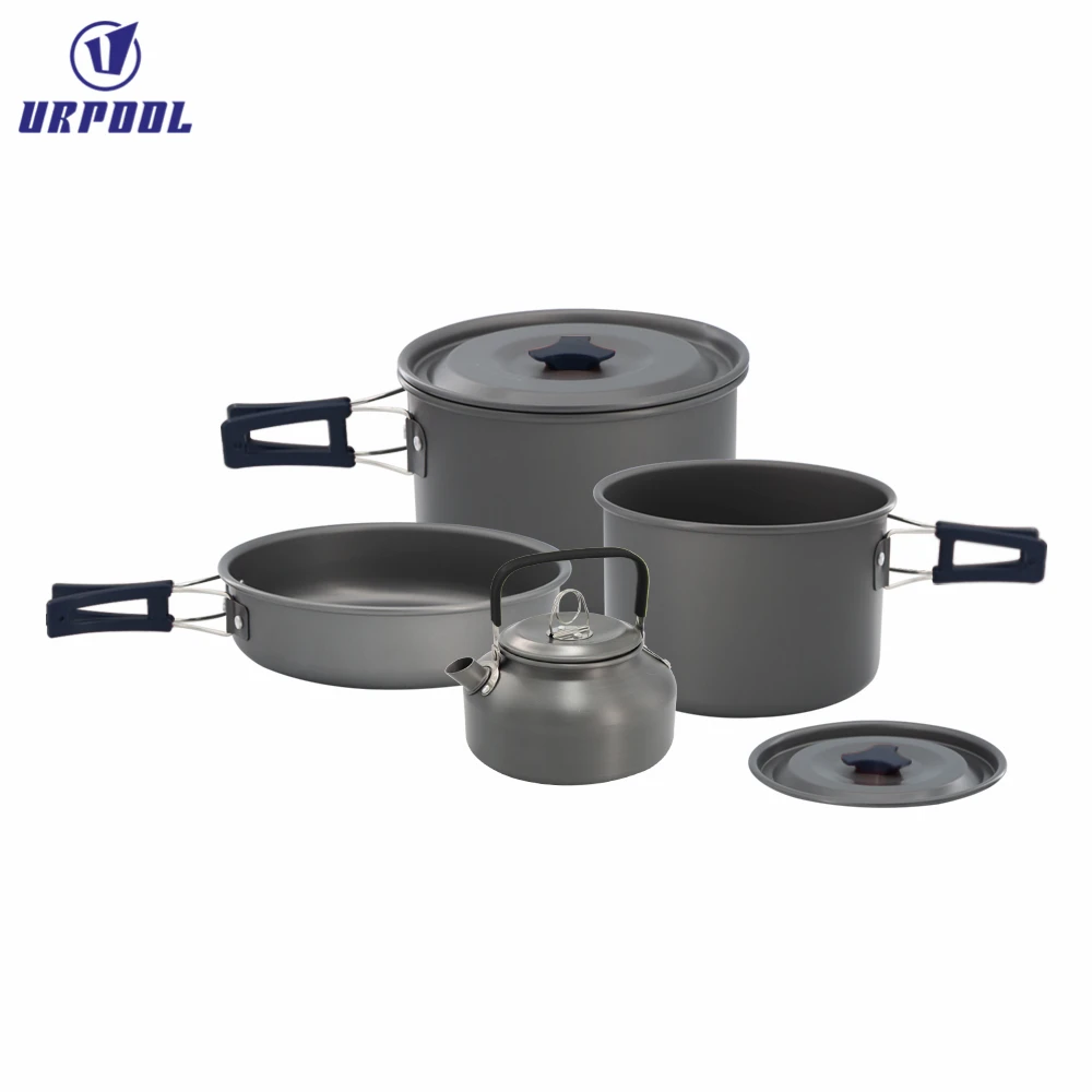 Outdoor teapot set pot with tableware set pot combination aluminum oxide material portable camping pot set teapot
