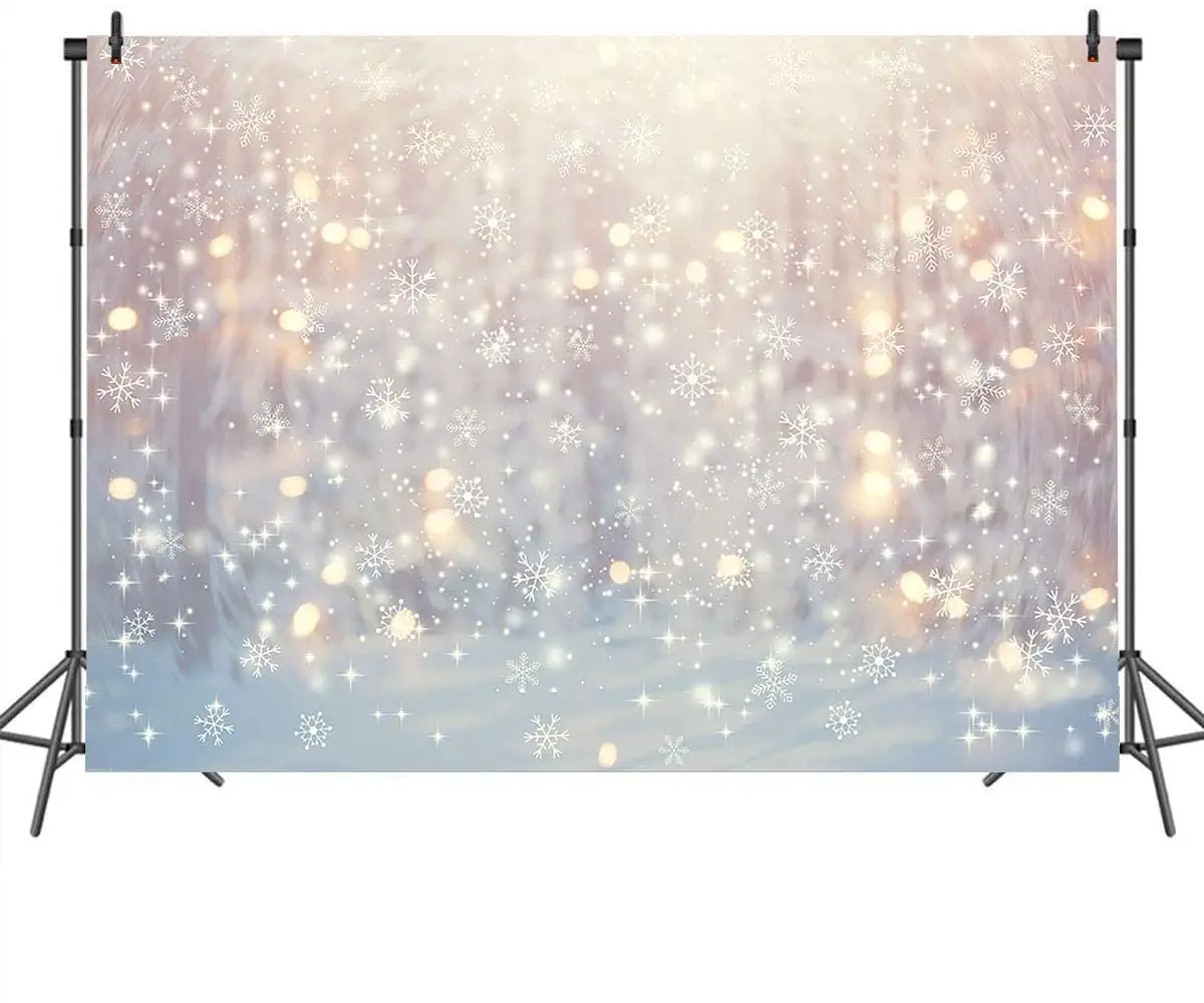 Winter Wonderland Snowflake Photography Background Glitter Snow Christmas Snow Backdrops for Photo Studio Vinyl Newborn