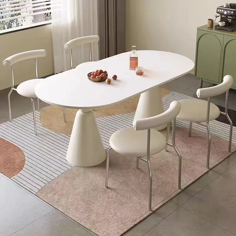 High-End Design Cream Style Dining Table and Chair Set for Home Living and Dining Room Furniture Simple Elegant Style