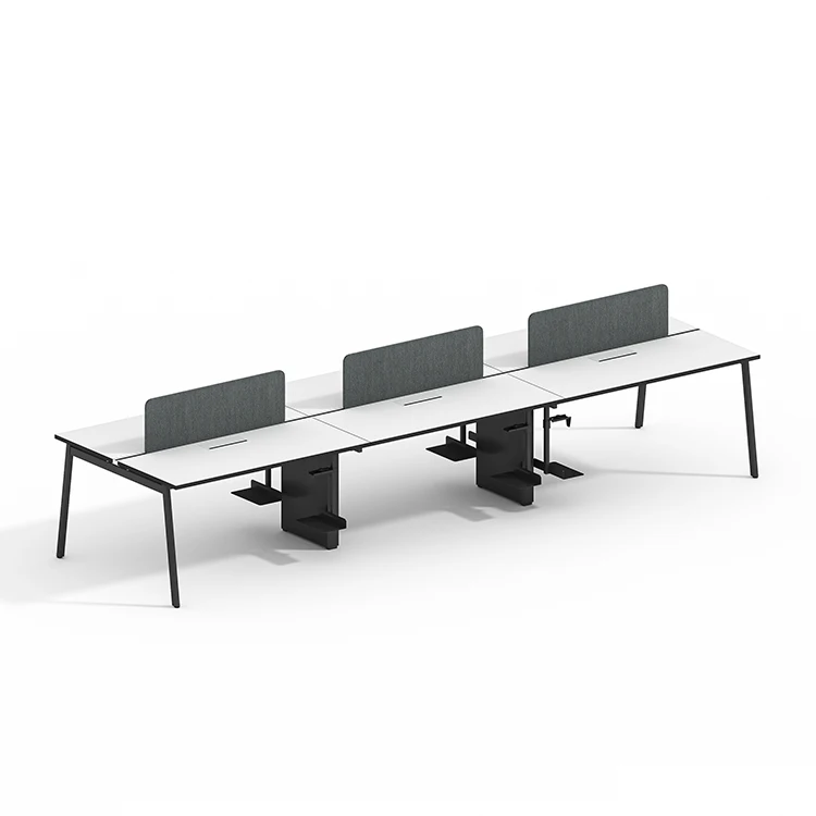 Modern Modular Multi-desk 4 Person Office Workstation Office Furniture Cubicle With Cabinet In the Middle