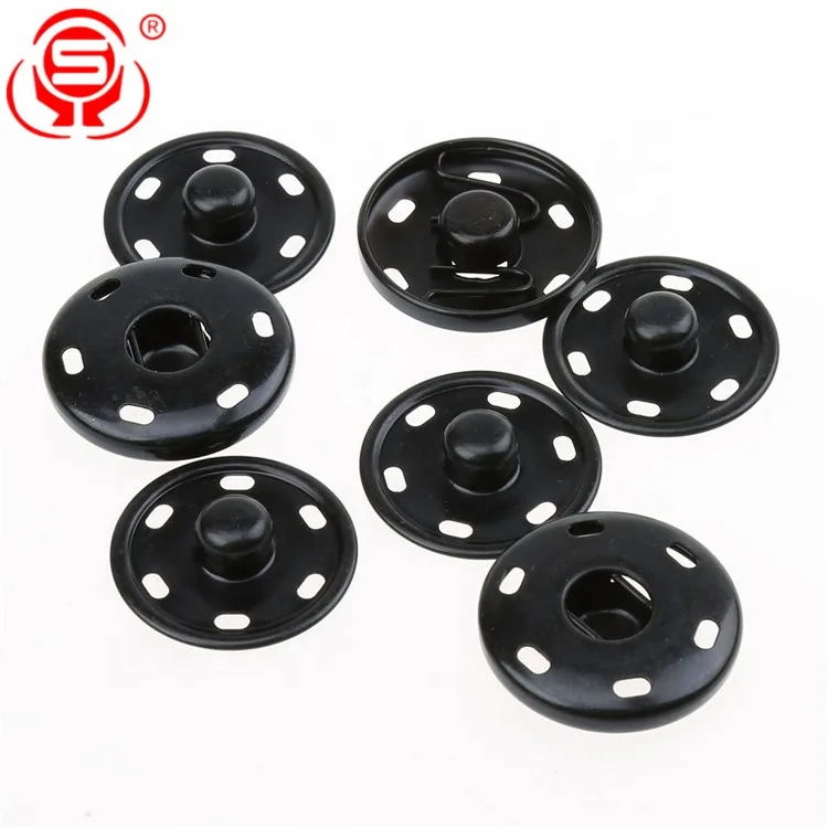 
High Quality 19mm Sew on Snap Button Black Metal Snap Fastener Press Buttons for Clothing 