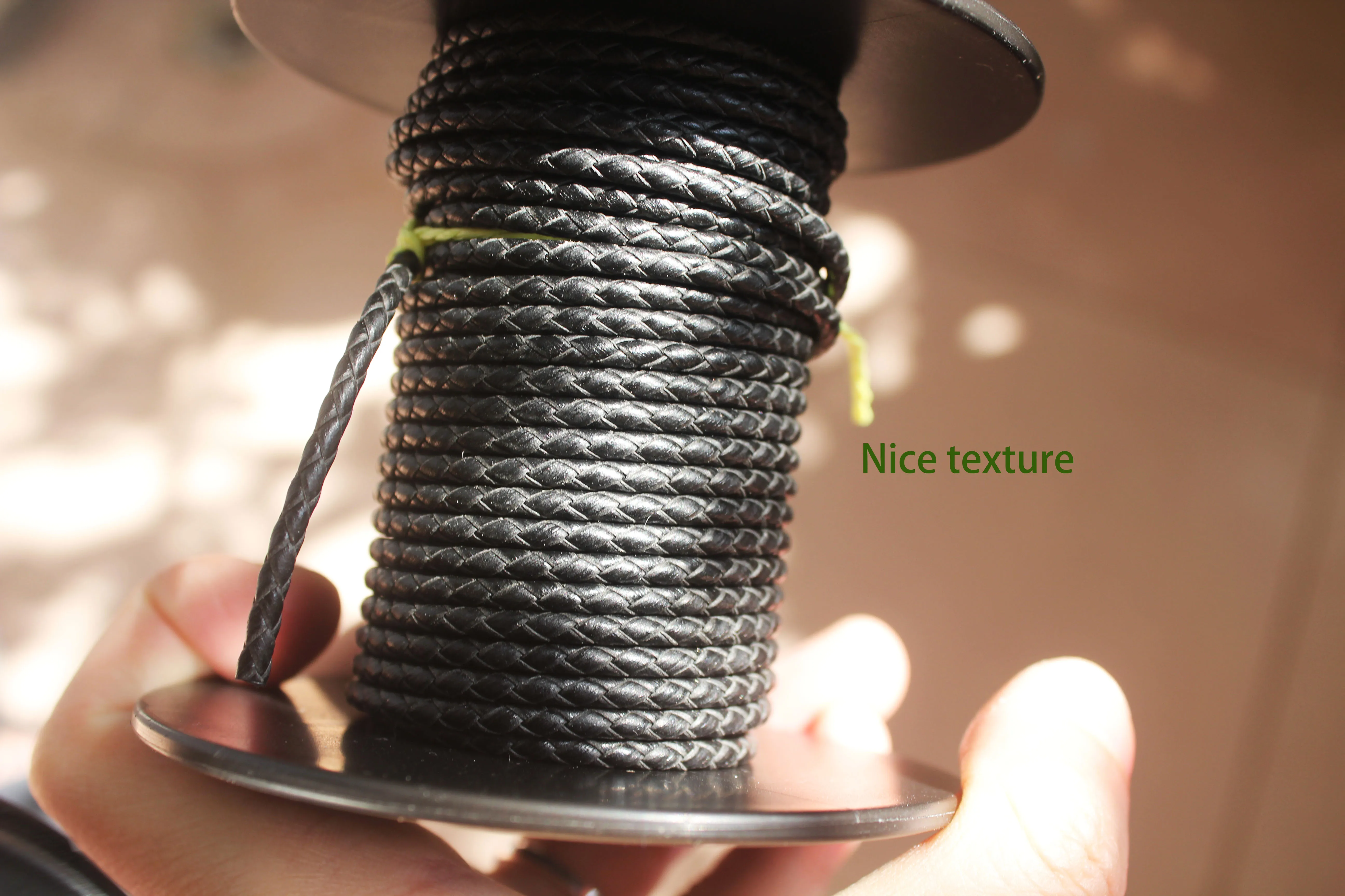 BMZ ready to ship!3mm 4 strands black braided genuine bovine bolo leather round cord
