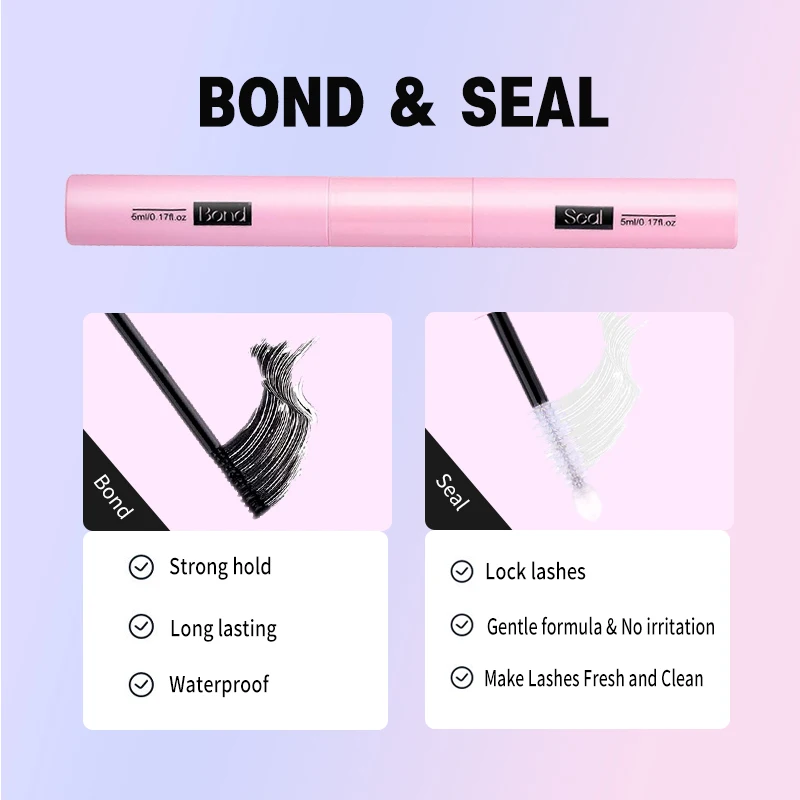 Lash Bond and Seal Cluster Individual Lash Glue Long Lasting Waterproof DIY Eyelash Extension Mascara Wand Glue